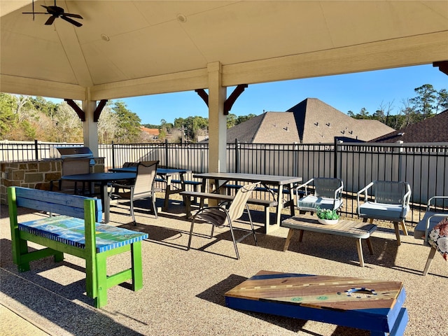 12169 Creekside Villas Ct, Conroe, TX 77304 - view of patio / terrace featuring outdoor dining space and a ceiling fan