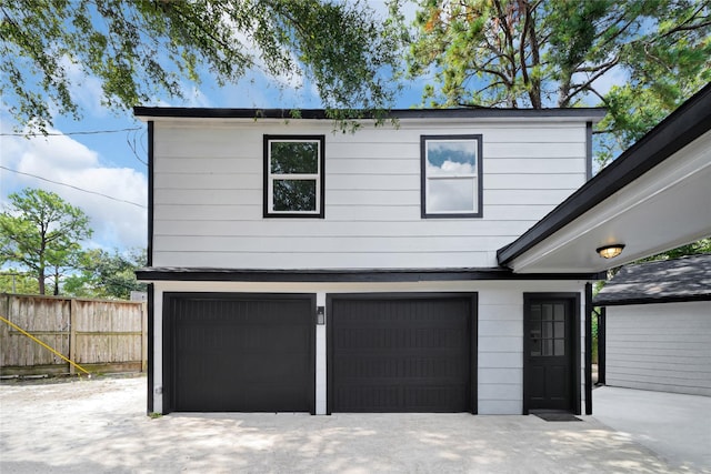 view of garage