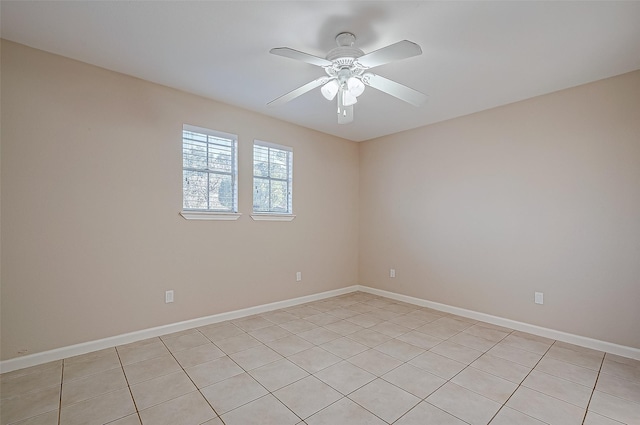 spare room featuring ceiling fan