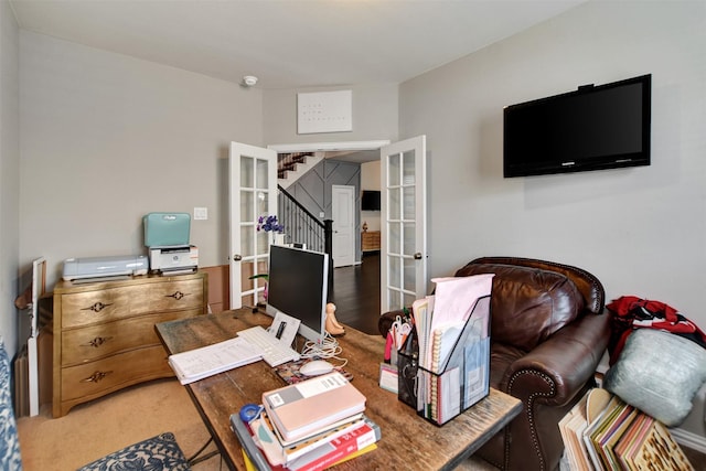 home office featuring french doors