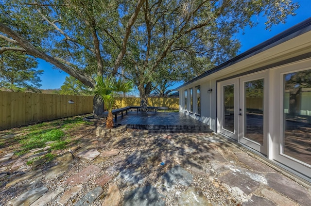 view of yard with a deck