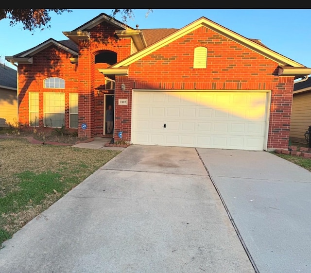 view of front property with a garage