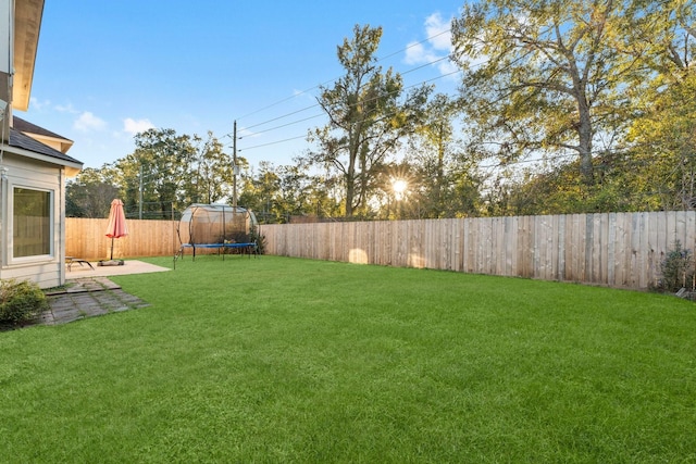 view of yard featuring a trampoline