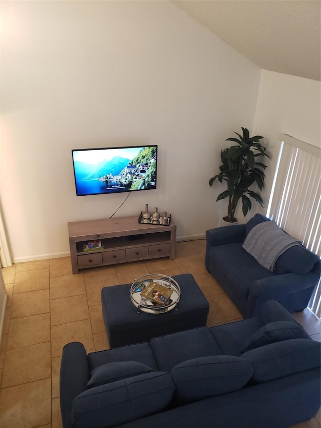 living room featuring light tile patterned floors