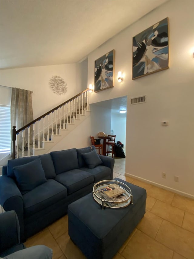 view of tiled living room