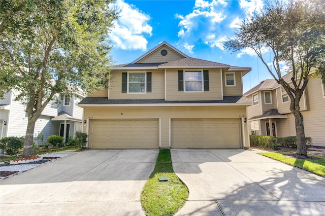 view of front of property with a garage