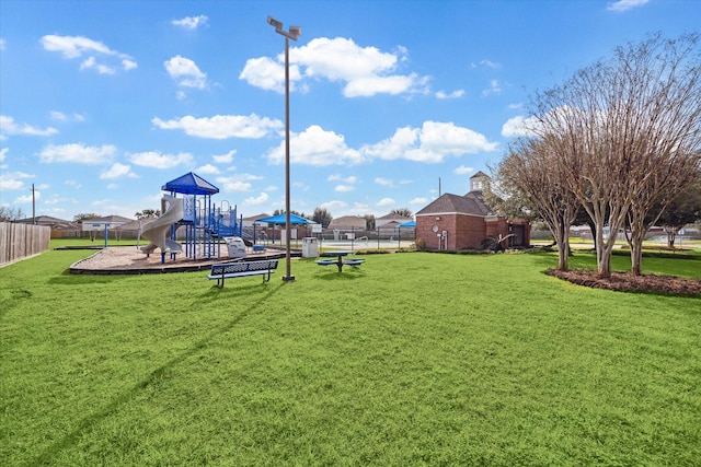 view of play area featuring a yard