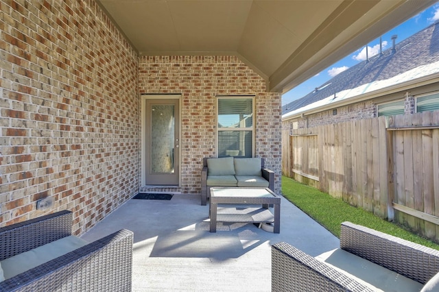 view of patio featuring an outdoor living space