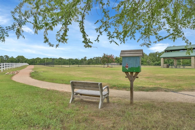 view of community with a gazebo and a yard