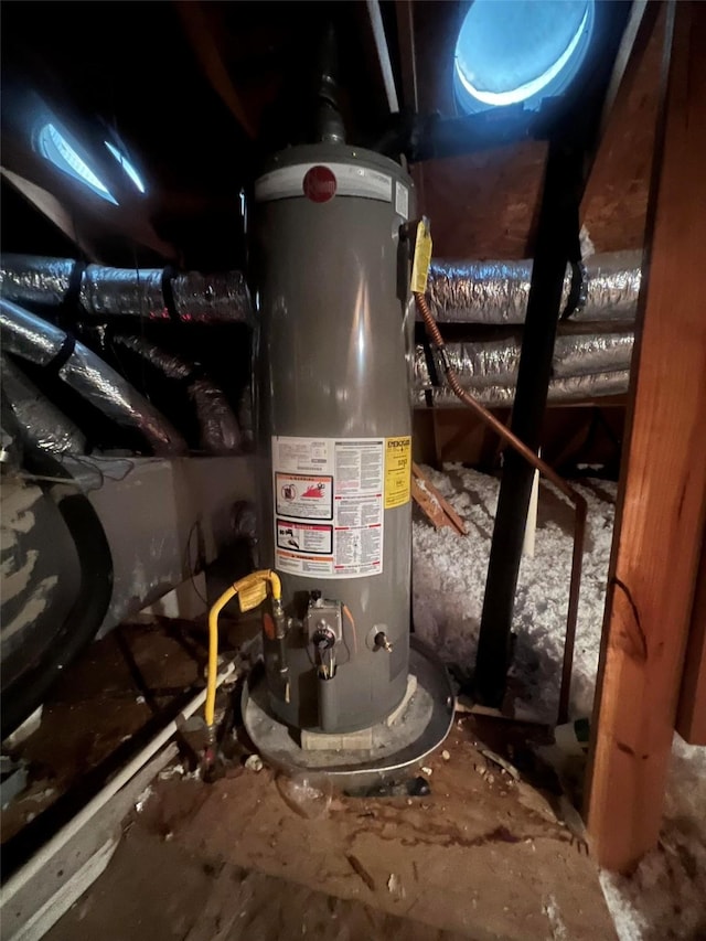 utility room featuring water heater