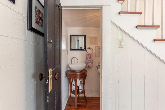 entrance foyer featuring hardwood / wood-style flooring and sink