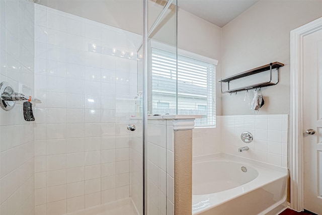 bathroom with plus walk in shower