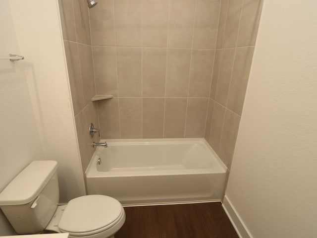 17322 Silver Birch Ct, New Caney, TX 77357 - full bath featuring wood finished floors, toilet, shower / tub combination, and baseboards