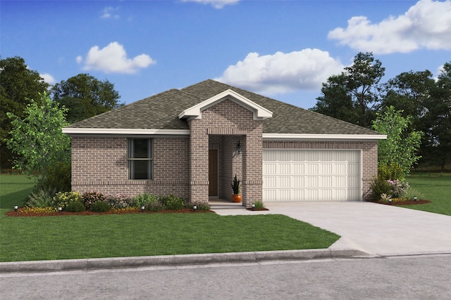 view of front facade featuring a garage and a front yard