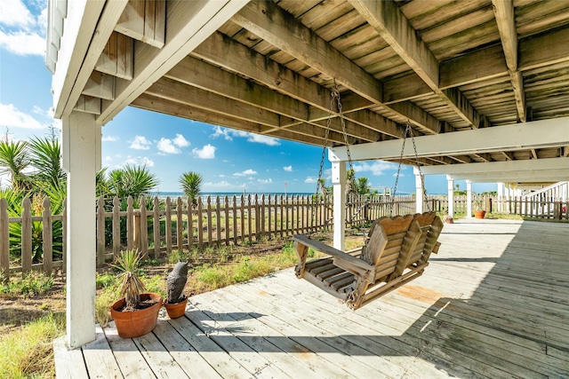 view of patio featuring a wooden deck