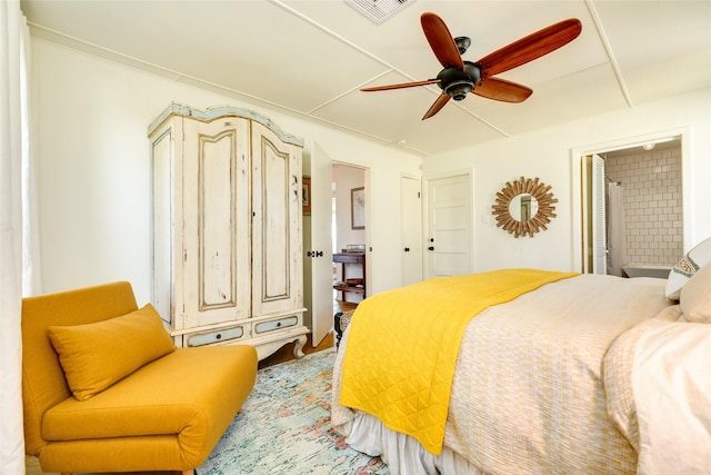 bedroom featuring ceiling fan