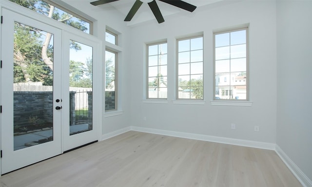 unfurnished sunroom with french doors and a healthy amount of sunlight