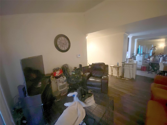 living room featuring dark hardwood / wood-style floors