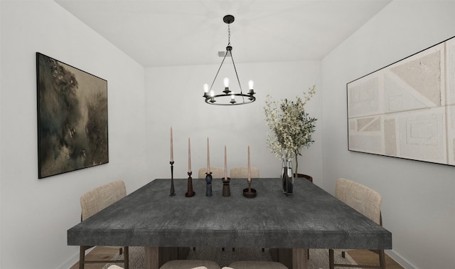 dining area with a chandelier