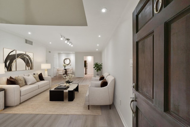 living room featuring light hardwood / wood-style floors