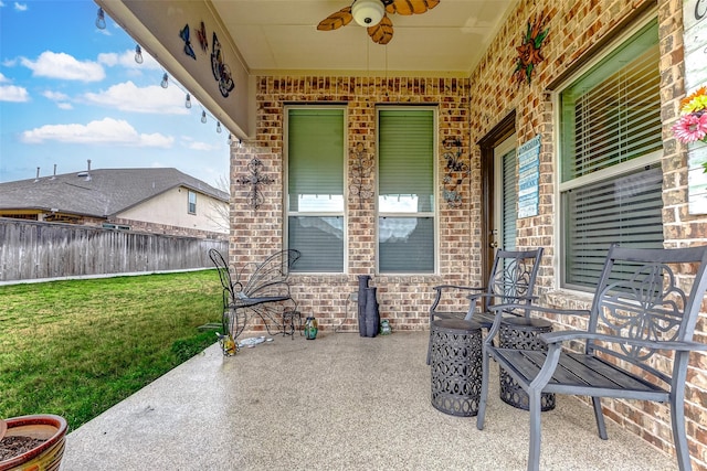 view of patio with ceiling fan