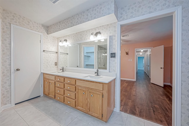 bathroom featuring vanity and tile patterned floors