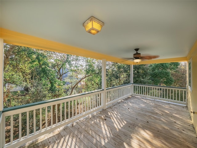 deck featuring ceiling fan