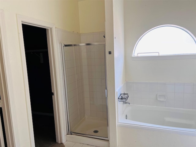 bathroom with plus walk in shower