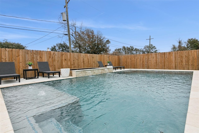 view of pool featuring pool water feature