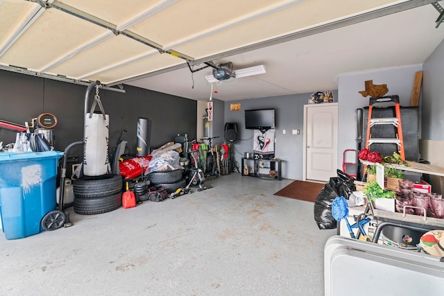 garage with a garage door opener