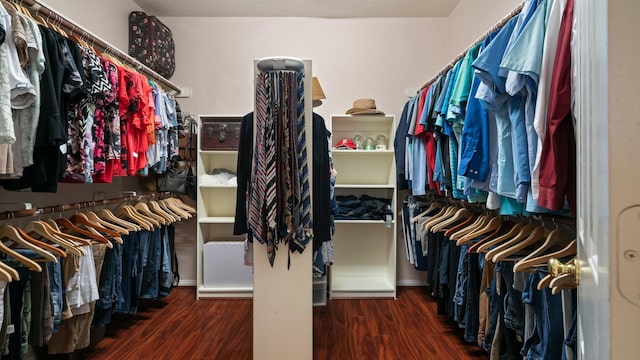 spacious closet with wood finished floors