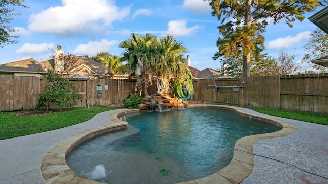 view of pool featuring a fenced in pool and a fenced backyard