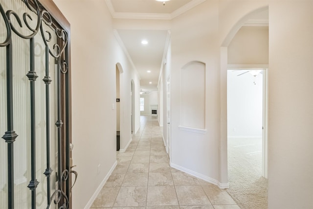 hallway with ornamental molding