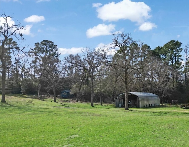 view of yard with an outdoor structure