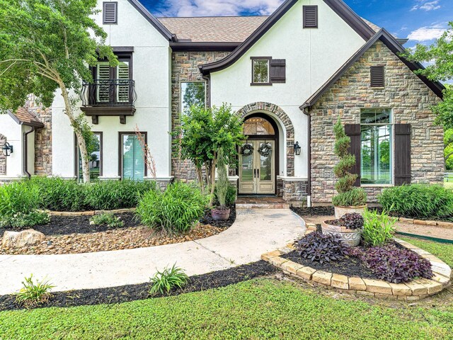 view of front of property with french doors