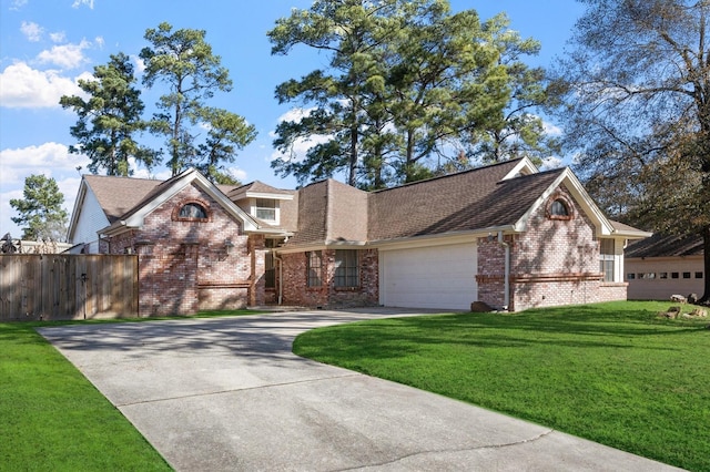 view of front of home with a garage and a front yard