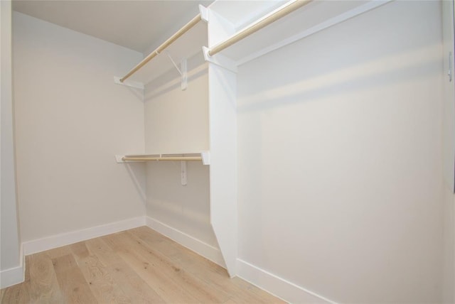 walk in closet with light wood-type flooring