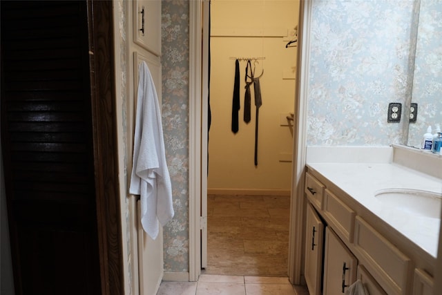 bathroom featuring vanity and tile patterned flooring