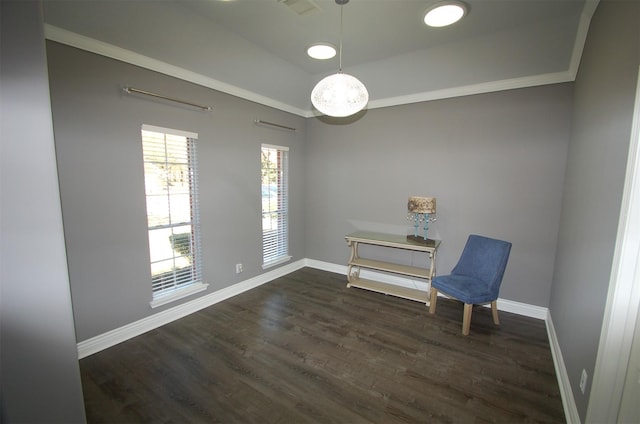 unfurnished room featuring dark wood-type flooring