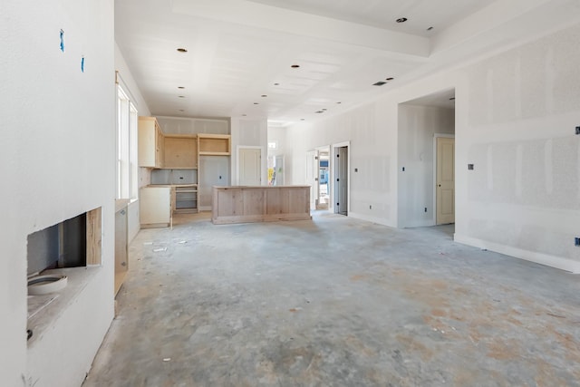 unfurnished living room featuring a fireplace