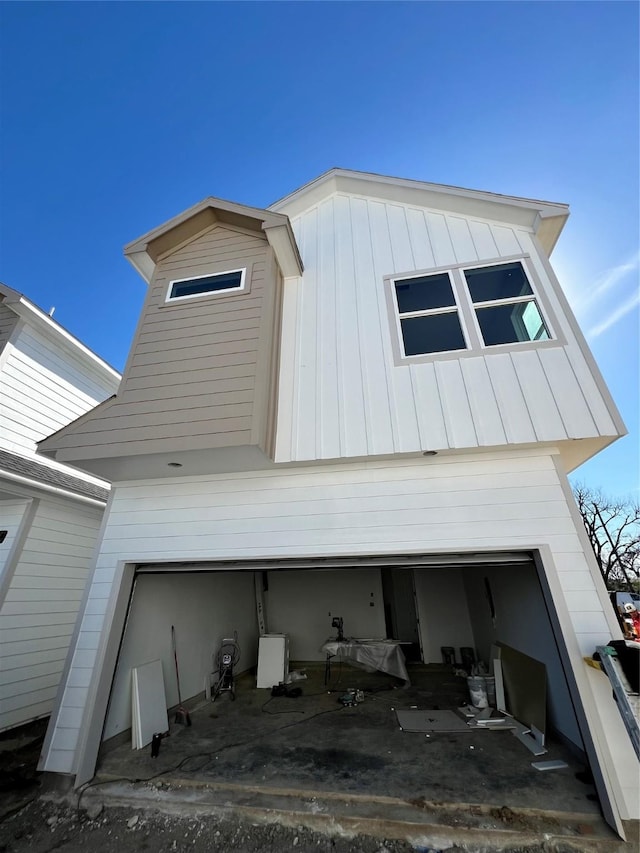 exterior space featuring a garage