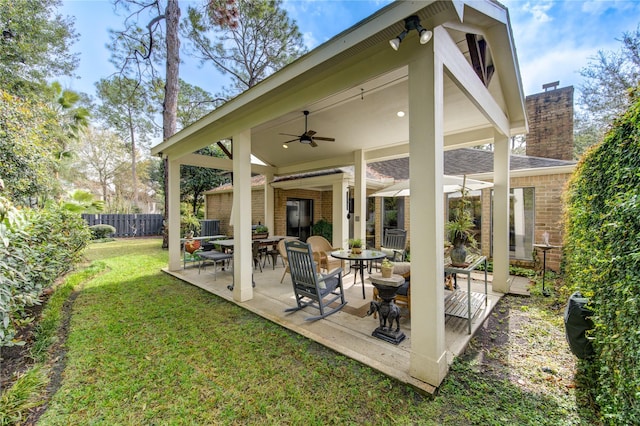 view of patio with ceiling fan