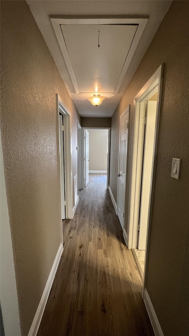 corridor with light hardwood / wood-style floors