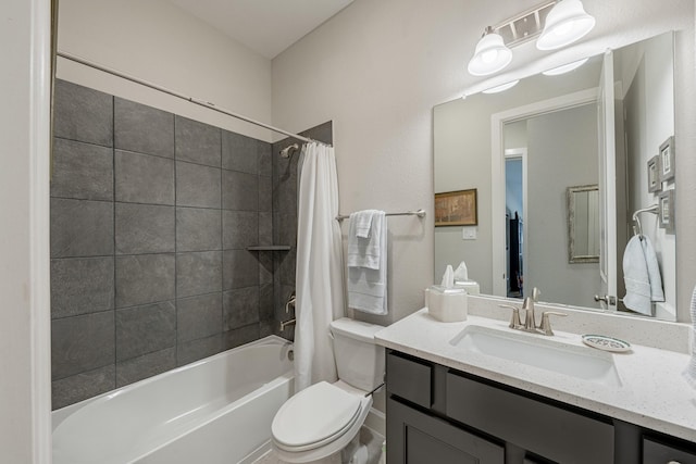 full bathroom featuring vanity, toilet, and shower / bath combo