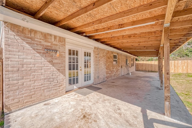 view of patio featuring french doors