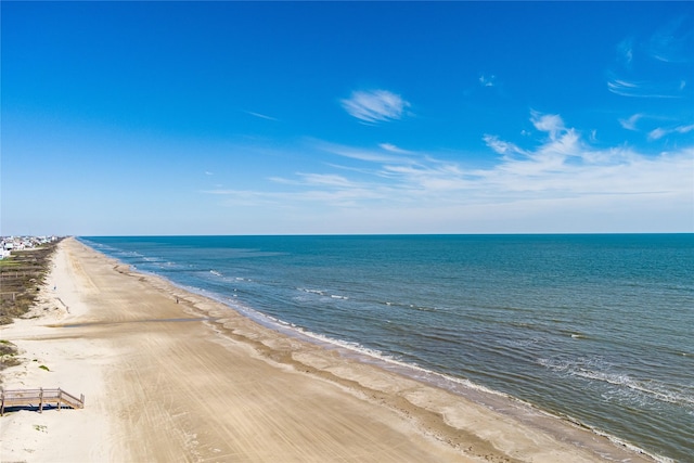 property view of water featuring a beach view