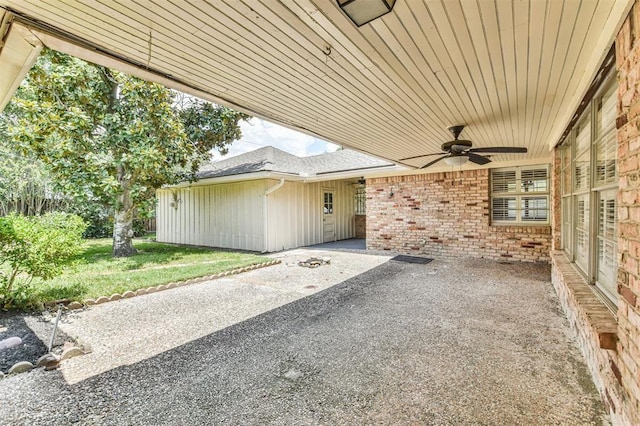 view of patio with ceiling fan