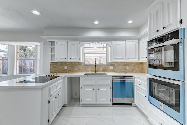 kitchen featuring white cabinetry, appliances with stainless steel finishes, sink, and backsplash