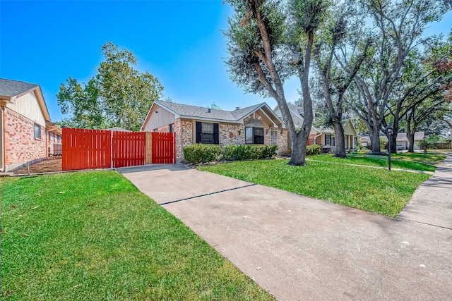 ranch-style home featuring a front yard