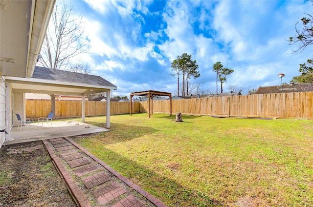 view of yard with a gazebo and a patio